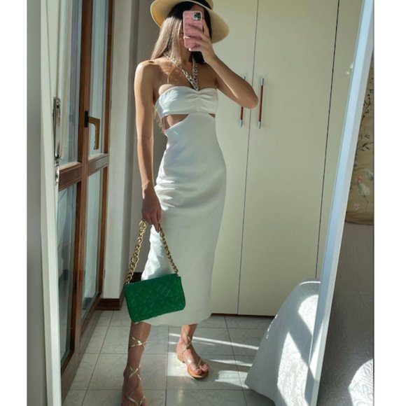 LAST ONE! BLOGGER'S FAVE! Zara Cut Out Dress White Sz XS, M NWT - Picture 15 of 17